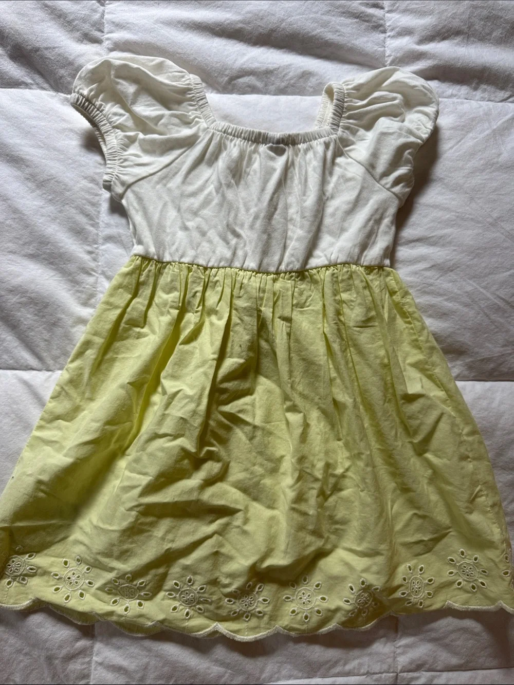 GAP Girls Cream Top with Light Yellow Embroidered Skirt Dress